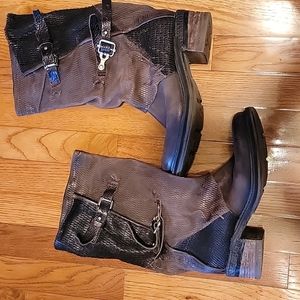 AS. 98 Brown Leather Buckle Boots